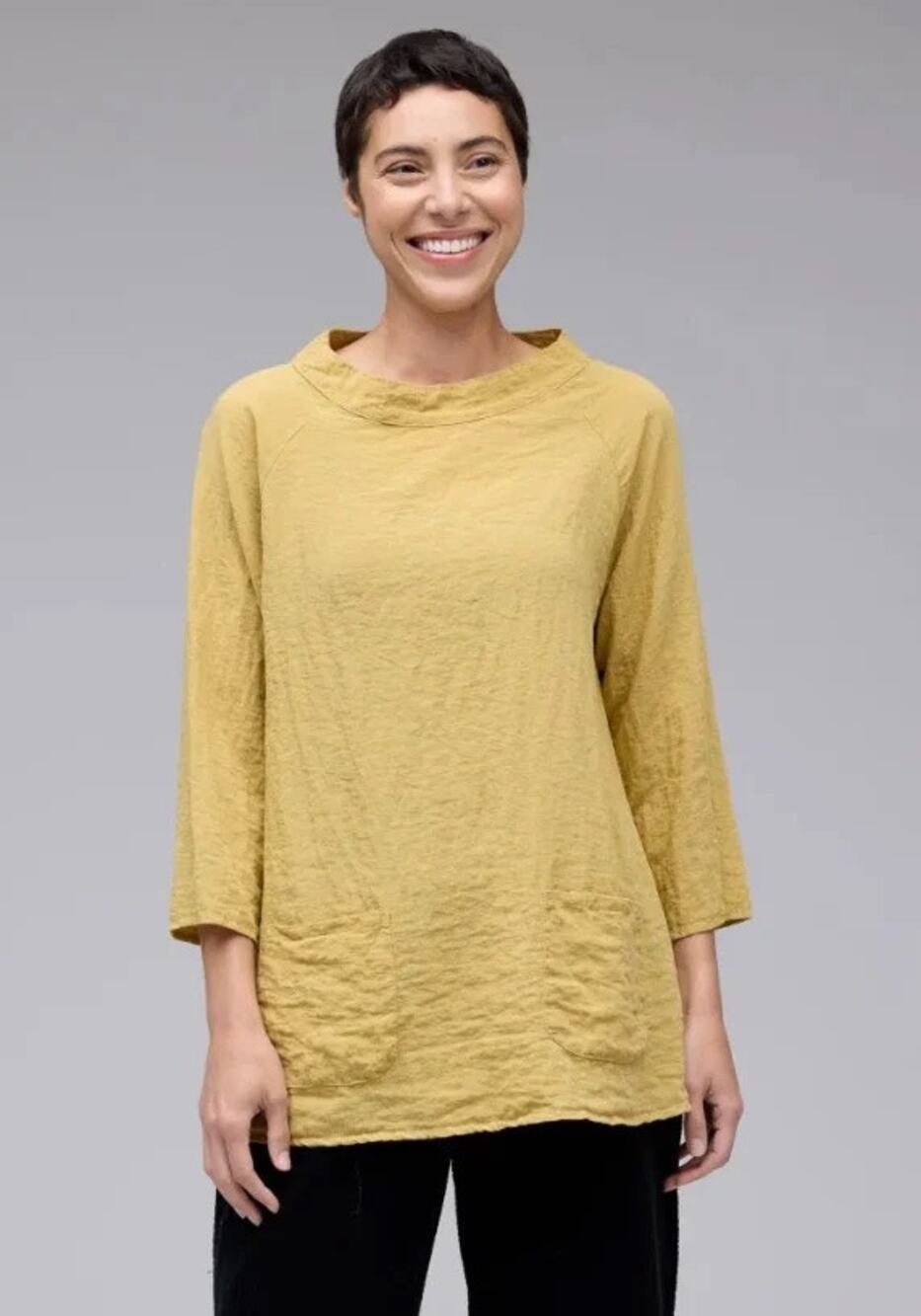 New Cut Loose Raglan Pocket Top In Fall Parachute - Mustard Seed - Sizes Medium